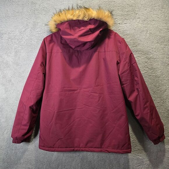 LEDUNTINO “Find Your Own Way” Red Faux Fur Hood Winter Coat Mens Sz XL Layering - Picture 12 of 16